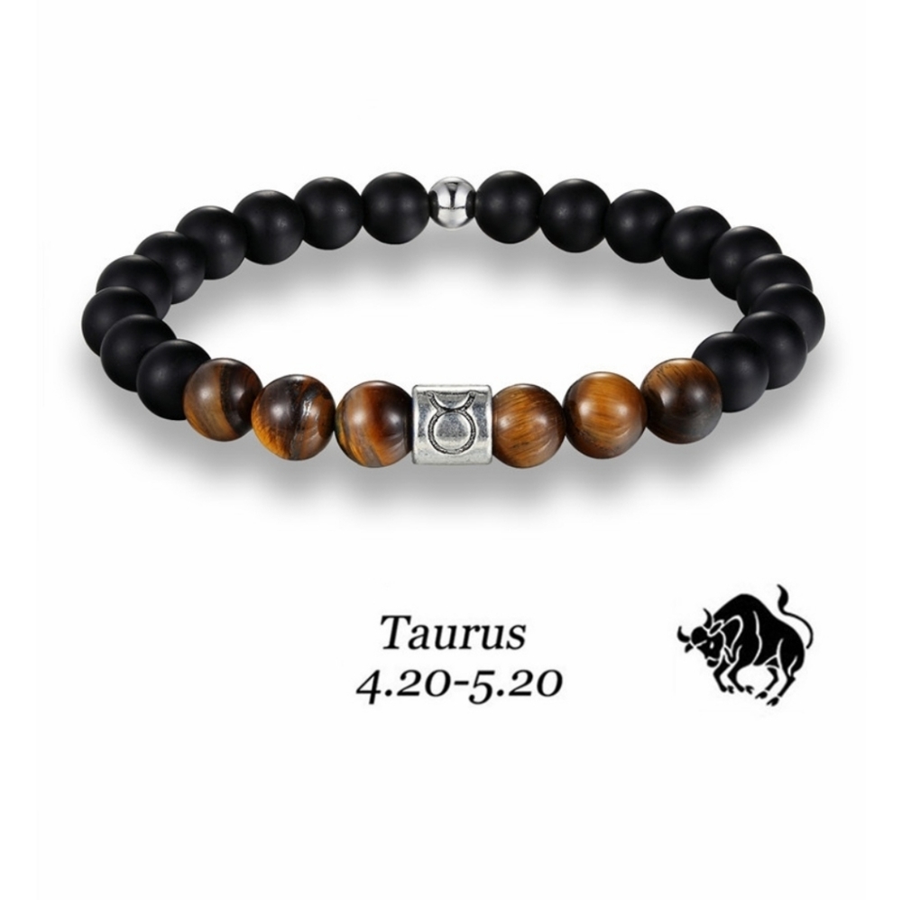 Tiger eye, black matte stone zodiac horosc…